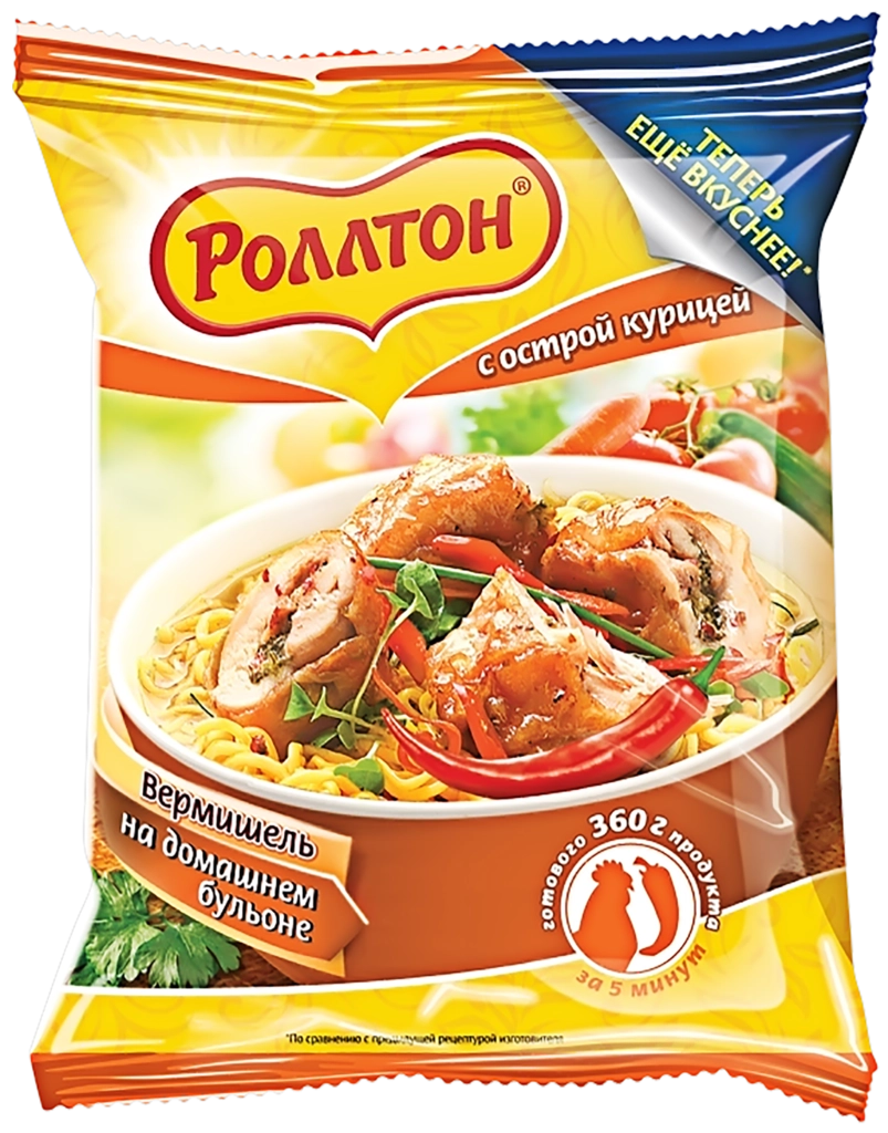 Вермишель РОЛЛТОН На домашнем бульоне с острой курицей