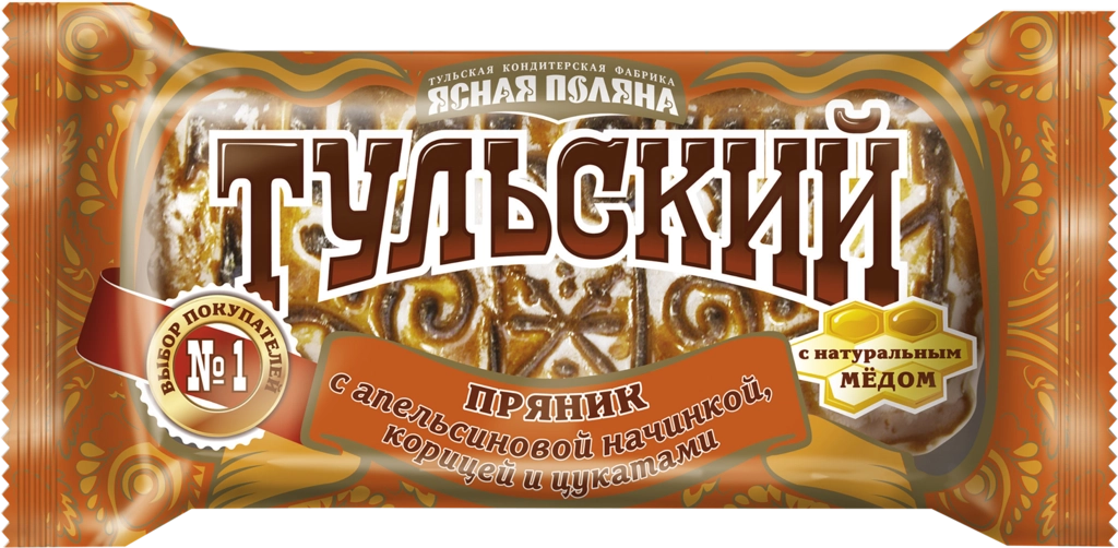 Пряник ЯСНАЯ ПОЛЯНА Тульский с апельсиновой начинкой, корицей и цукатами